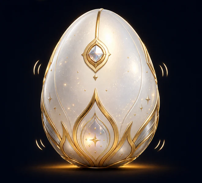 A jeweled Squishies egg — tap to crack